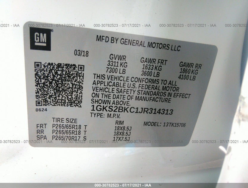 1GKS2BKC1JR314313