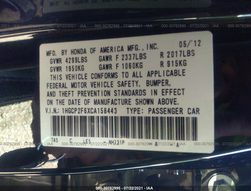 1HGCP2F6XCA158443
