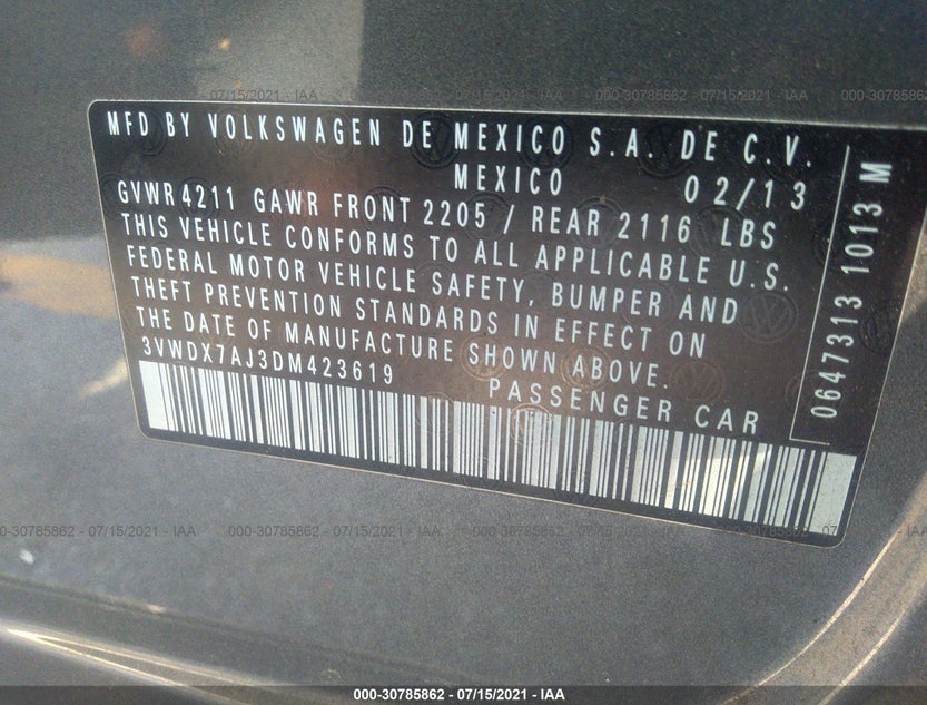 3VWDX7AJ3DM423619