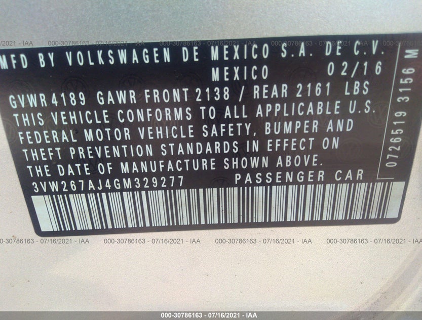 3VW267AJ4GM329277