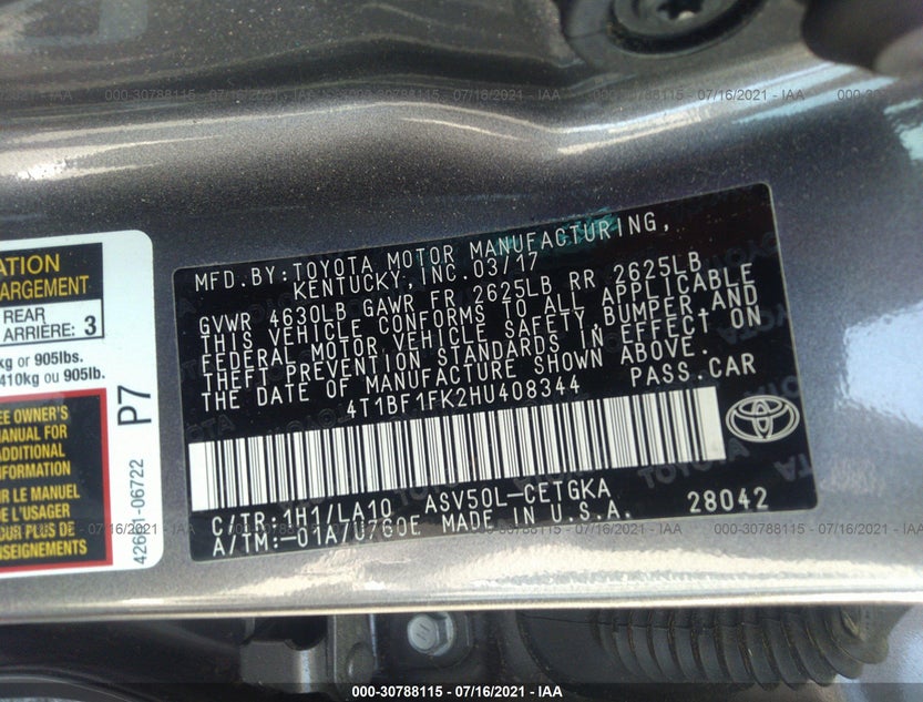 4T1BF1FK2HU408344