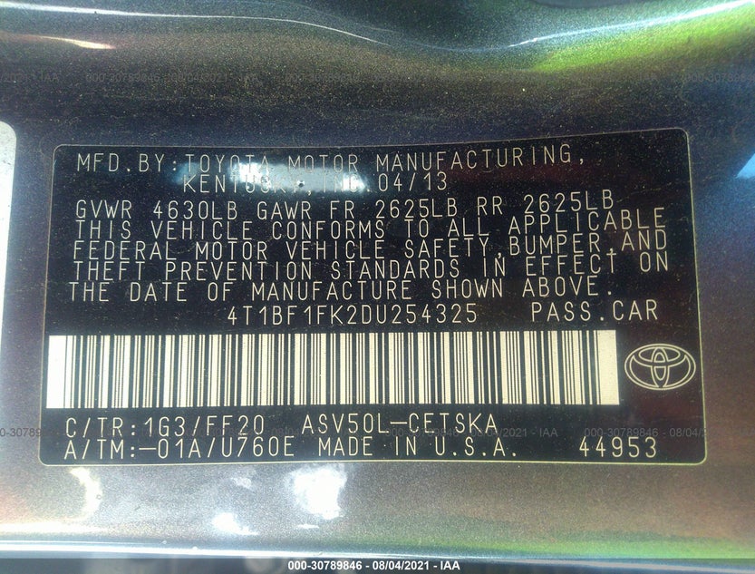 4T1BF1FK2DU254325