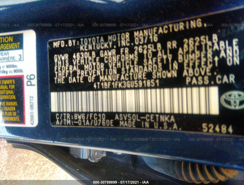 4T1BF1FK3GU591851