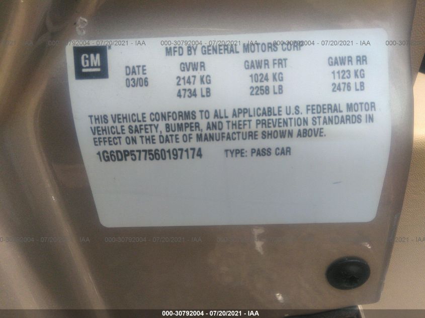 2006 Cadillac Cts Standard VIN: 1G6DP577560197174 Lot: 30792004