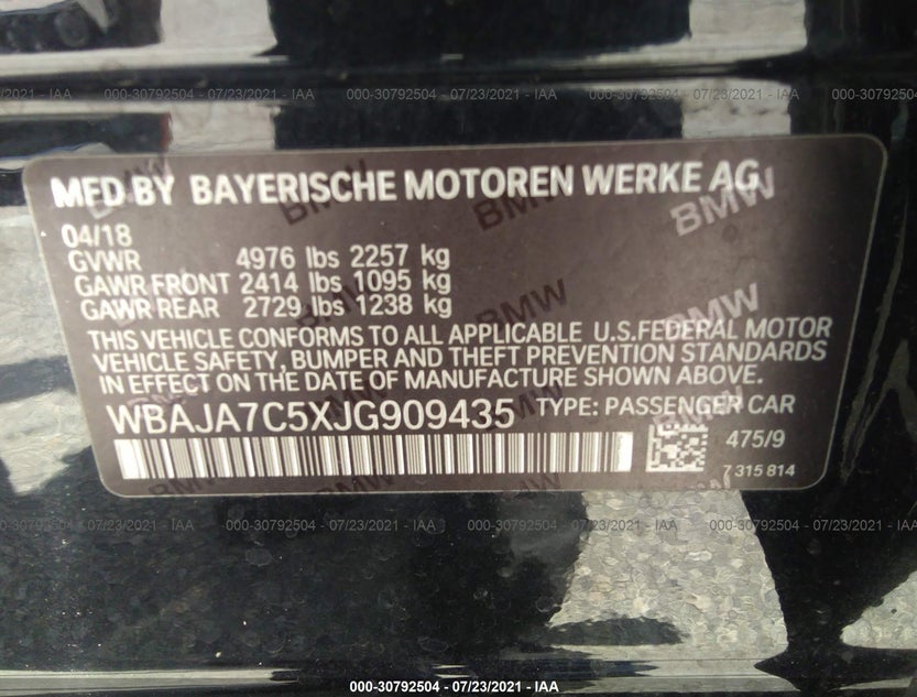 WBAJA7C5XJG909435