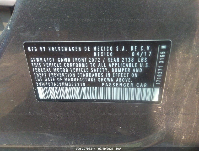 3VW167AJ9HM372218