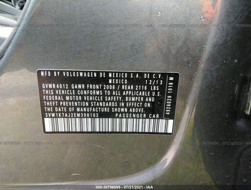 3VW1K7AJ2EM398103