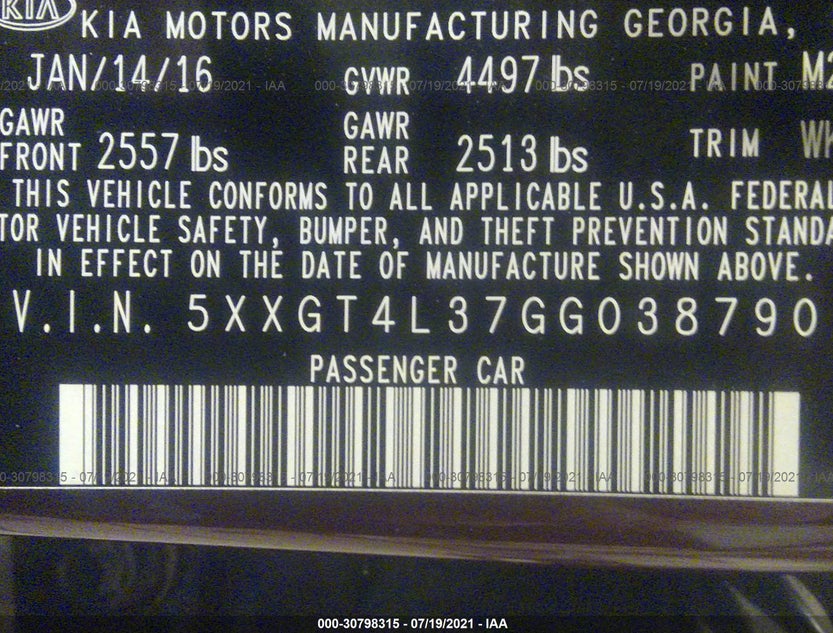 5XXGT4L37GG038790