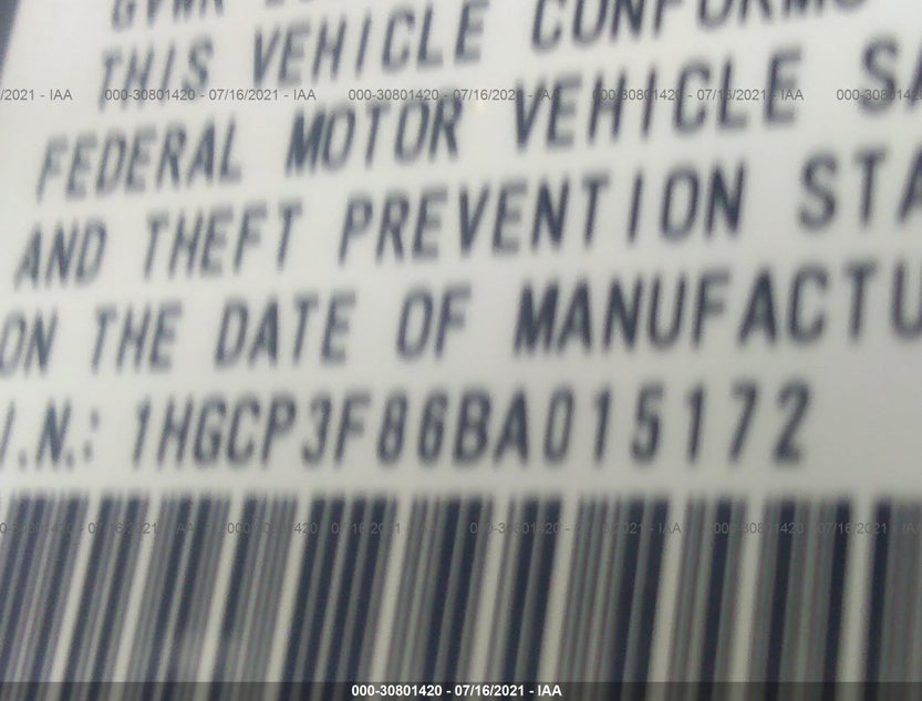 1HGCP3F86BA015172