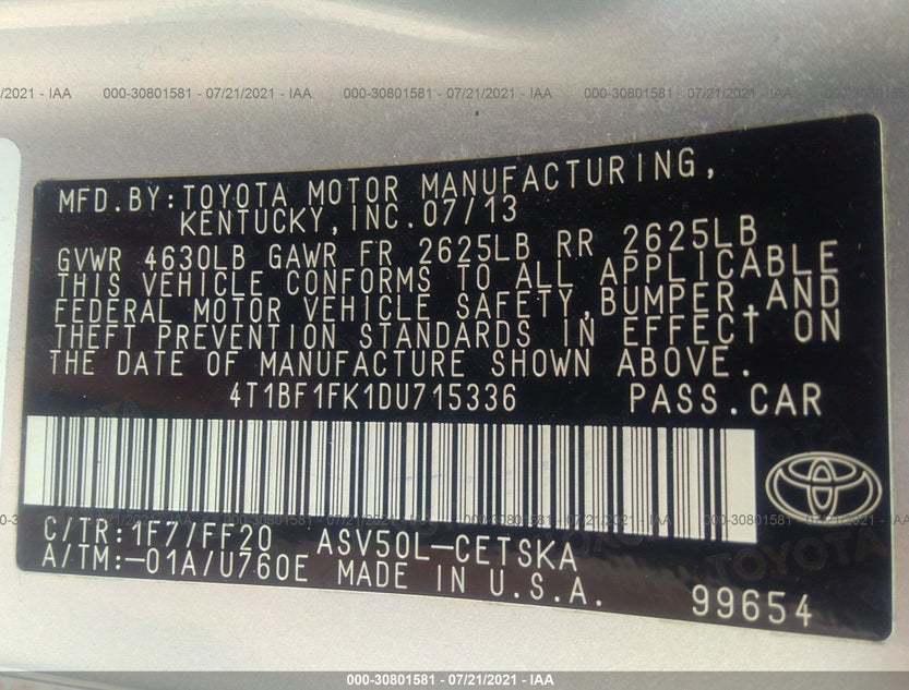 4T1BF1FK1DU715336