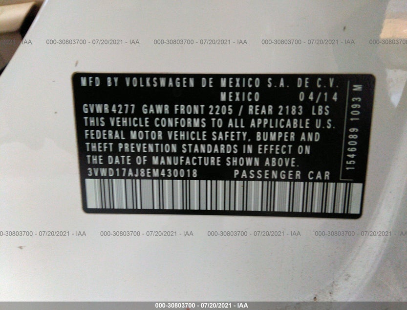 3VWD17AJ8EM430018