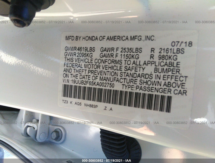 19UUB2F65KA002750