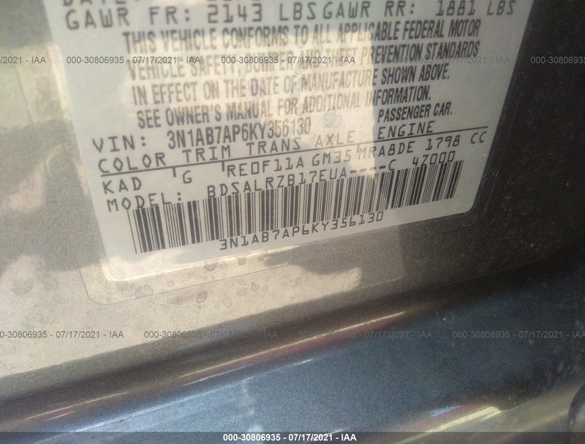 3N1AB7AP6KY356130