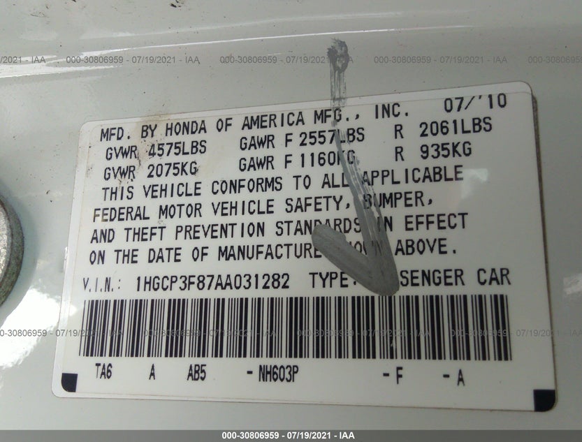 1HGCP3F87AA031282