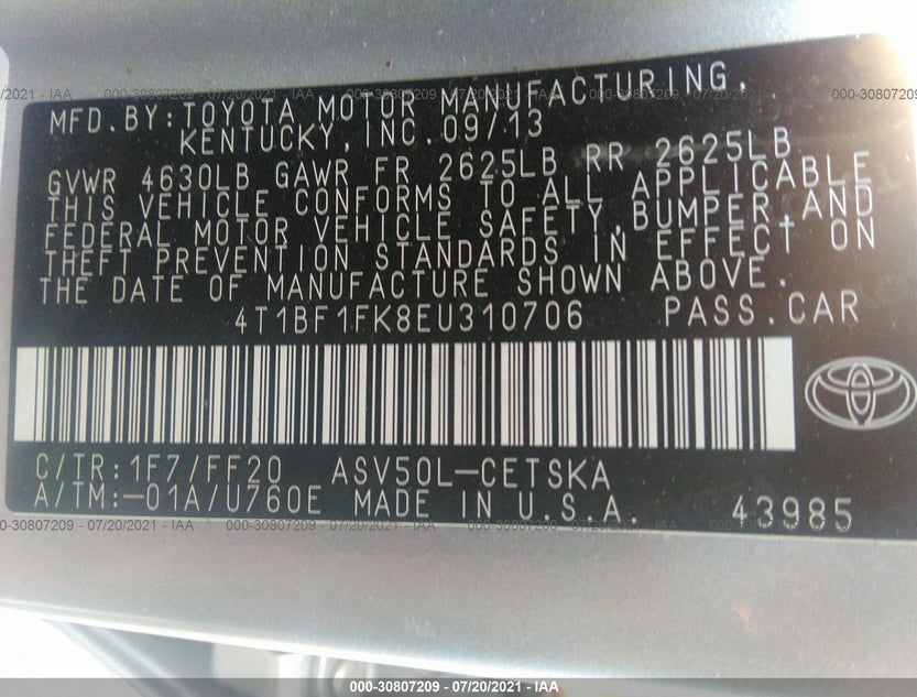 4T1BF1FK8EU310706