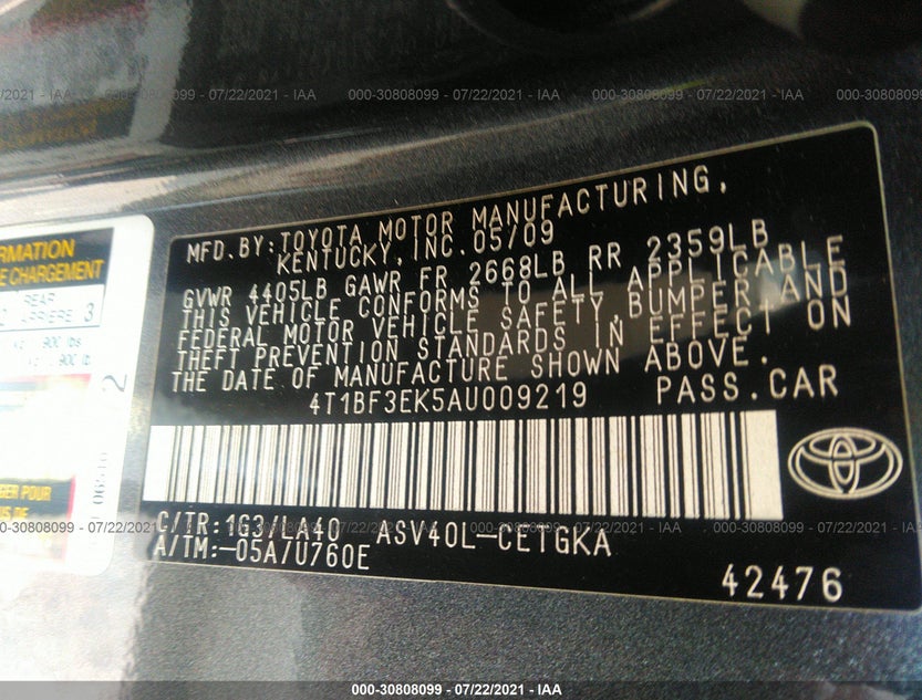 4T1BF3EK5AU009219