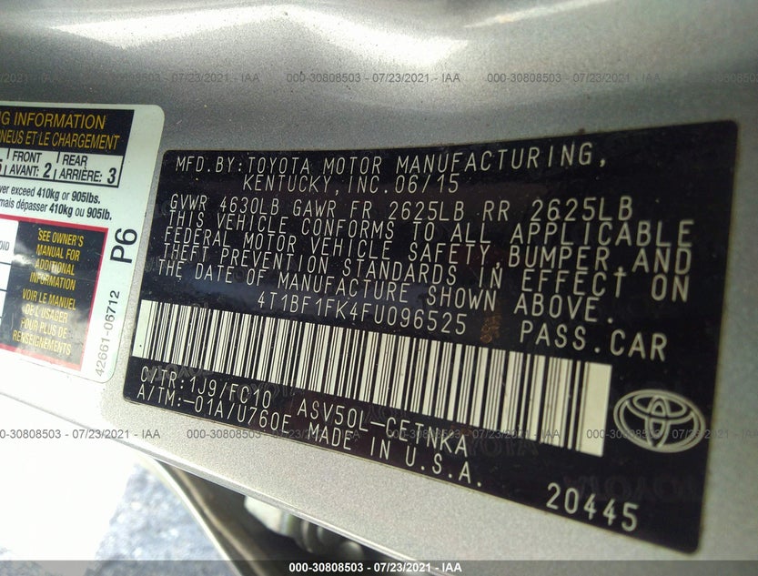 4T1BF1FK4FU096525