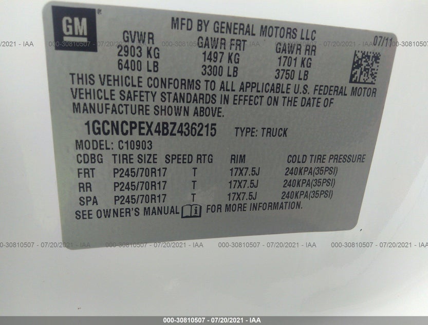 1GCNCPEX4BZ436215