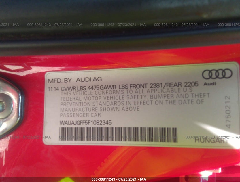 WAUAJGFF5F1082345