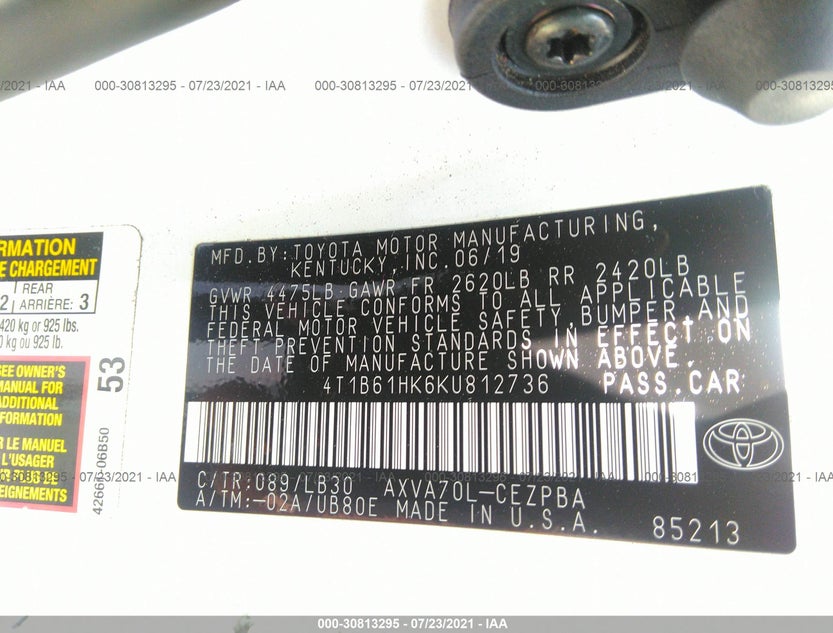 4T1B61HK6KU812736