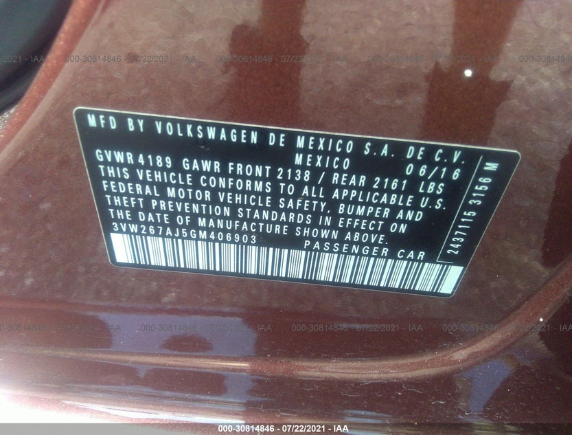 3VW267AJ5GM406903