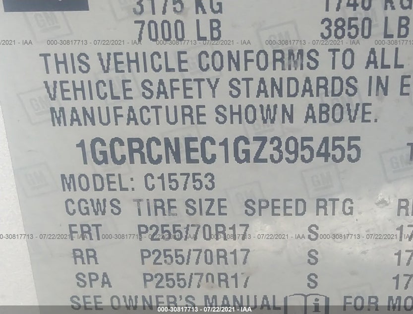 1GCRCNEC1GZ395455