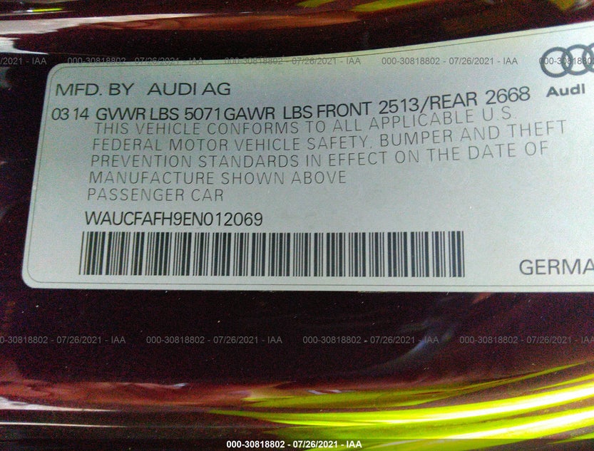 WAUCFAFH9EN012069