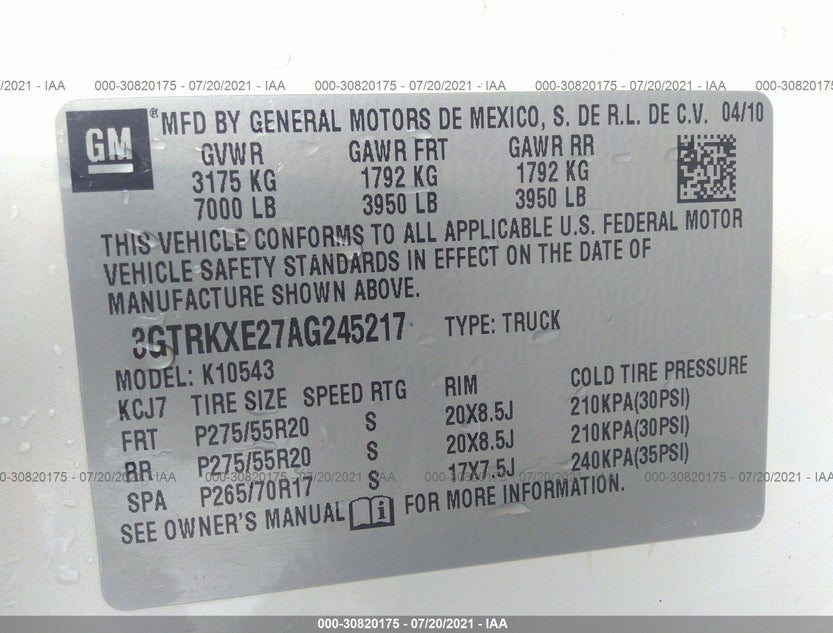 3GTRKXE27AG245217