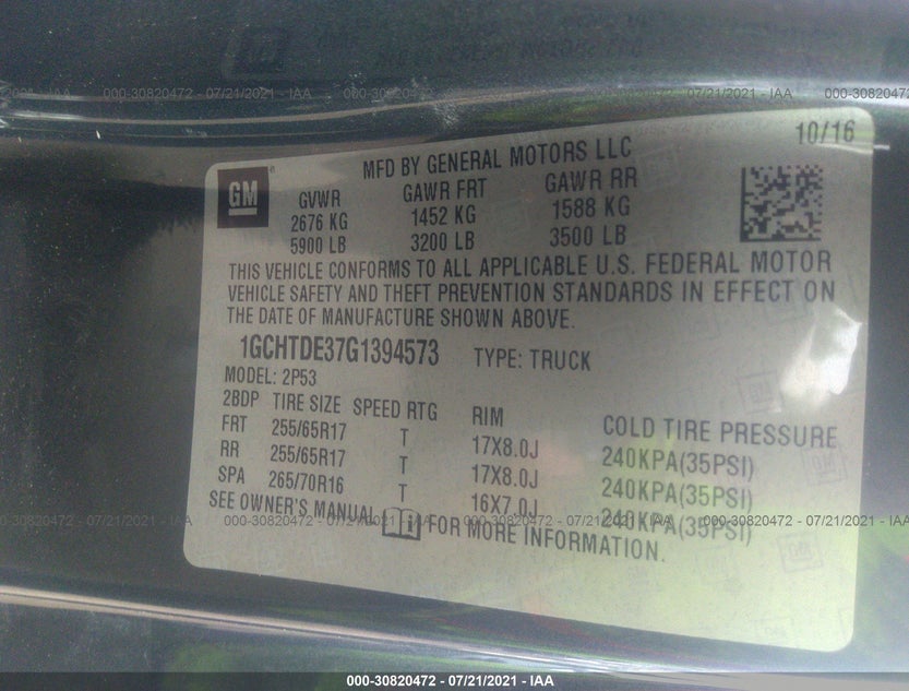1GCHTDE37G1394573