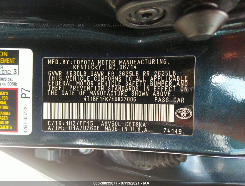 4T1BF1FK7EU837006