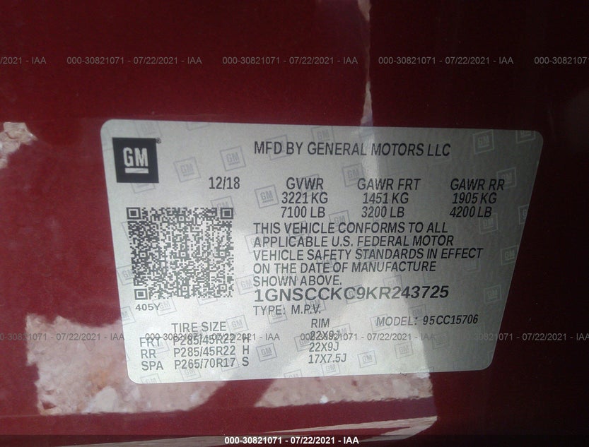 1GNSCCKC9KR243725