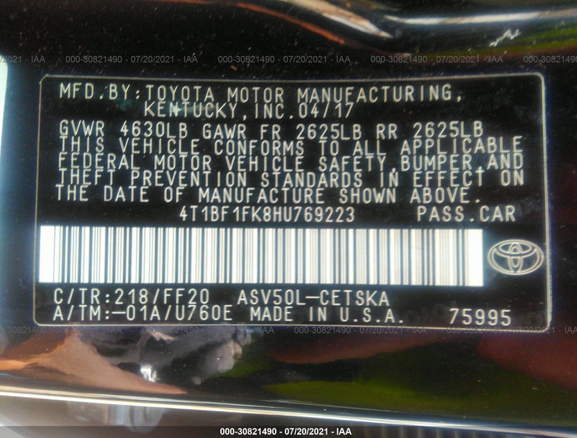 4T1BF1FK8HU769223