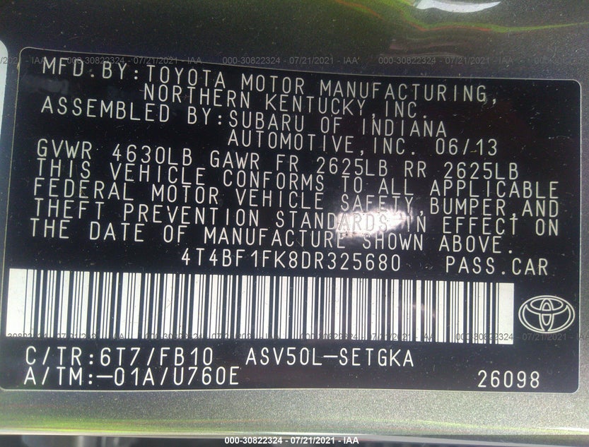4T4BF1FK8DR325680