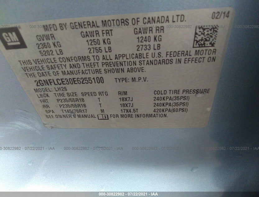 2GNFLCE30E6255100
