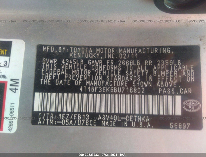 4T1BF3EK6BU716802