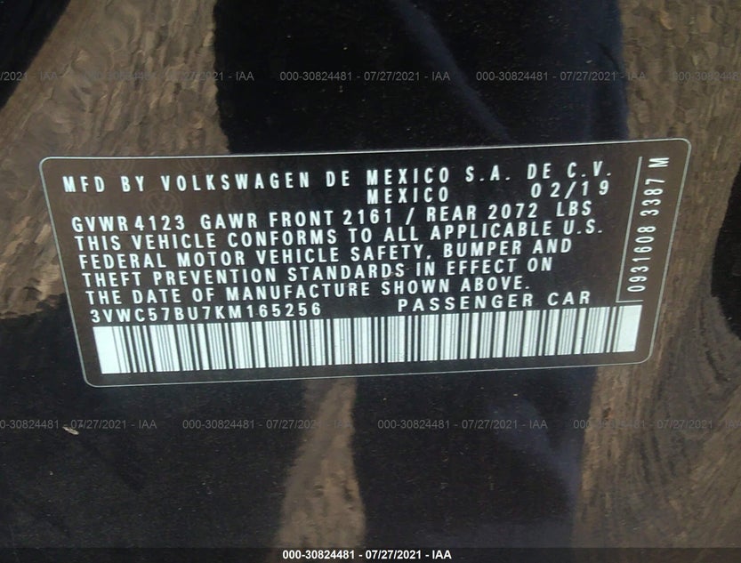 3VWC57BU7KM165256