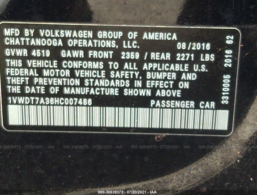 1VWDT7A36HC007486
