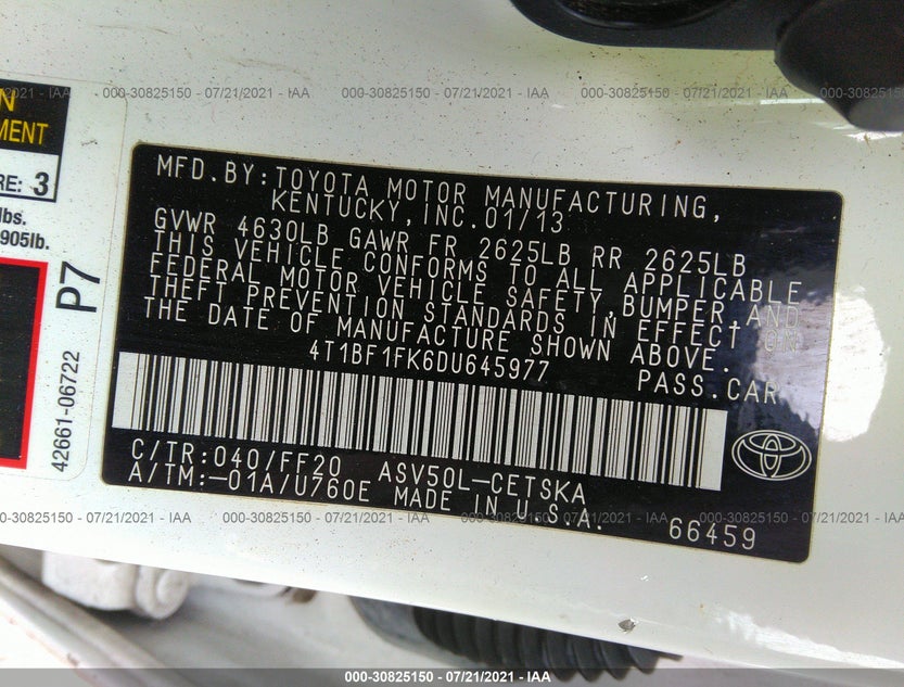 4T1BF1FK6DU645977