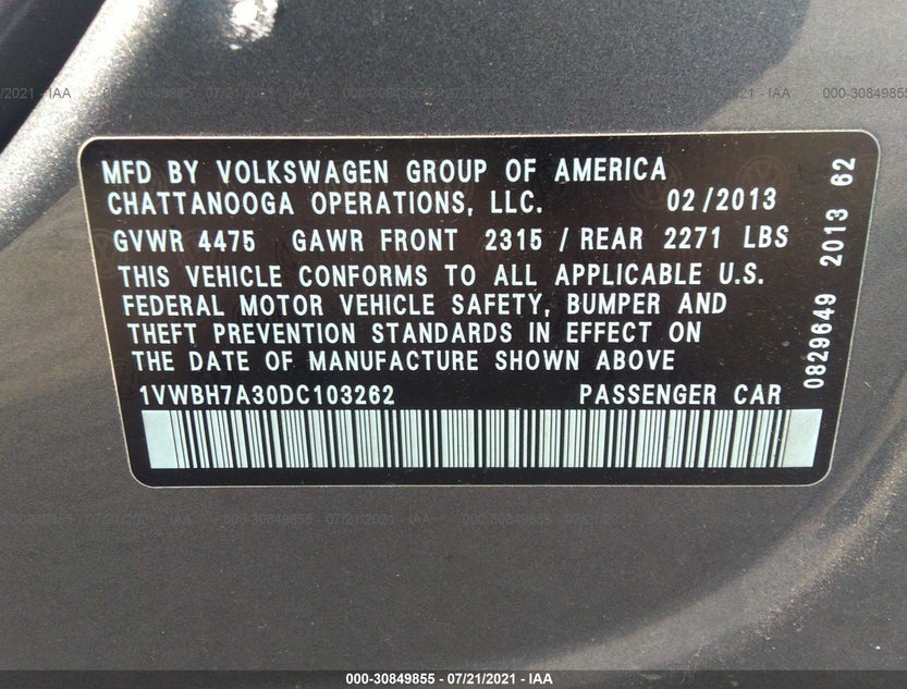 1VWBH7A30DC103262