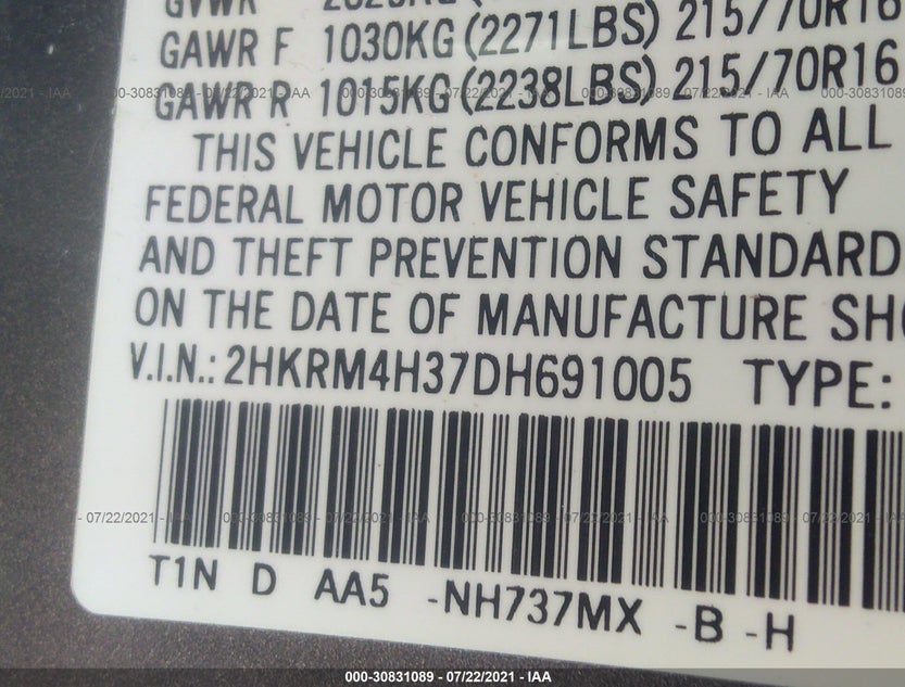 2HKRM4H37DH691005