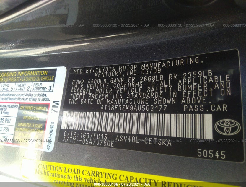 4T1BF3EK9AU503177