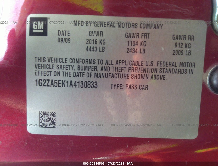 1G2ZA5EK1A4130833