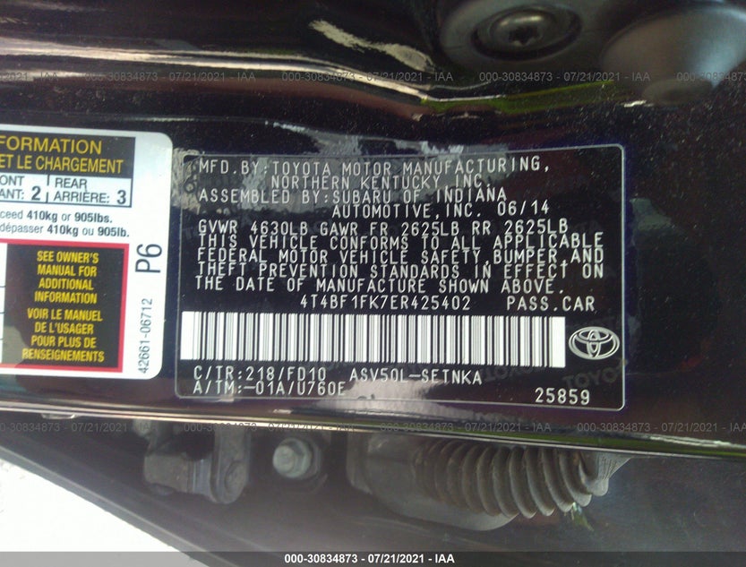 4T4BF1FK7ER425402