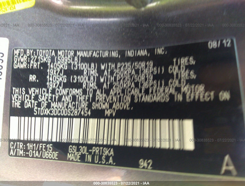 5TDXK3DC0DS287454