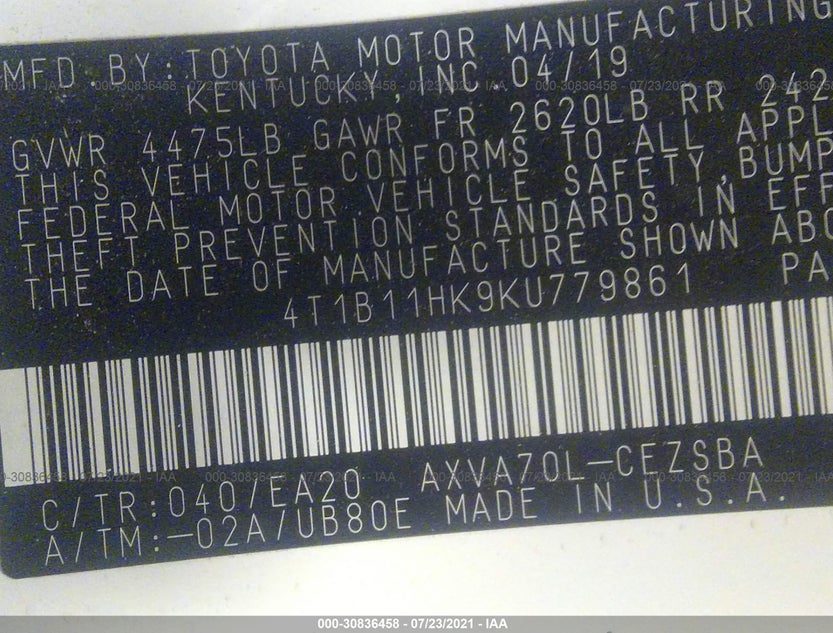 4T1B11HK9KU779861
