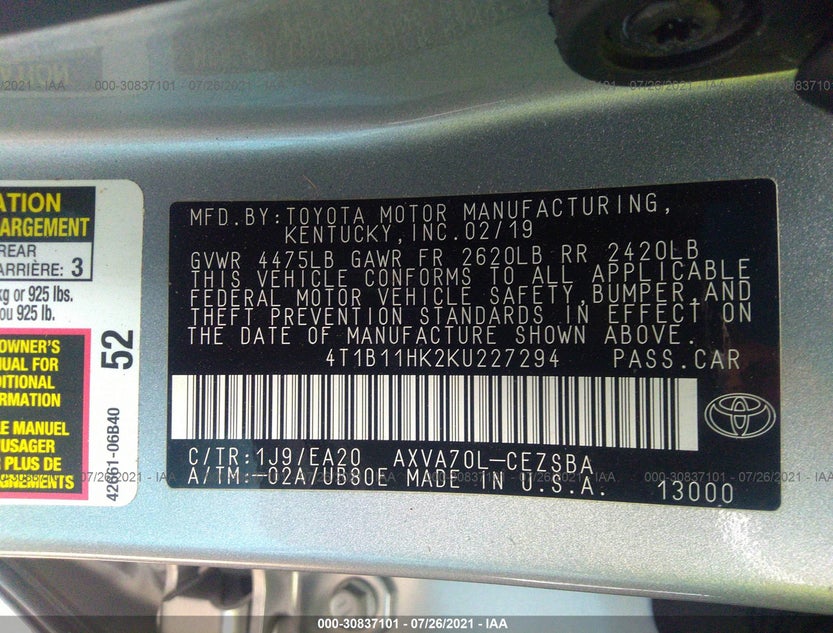 4T1B11HK2KU227294