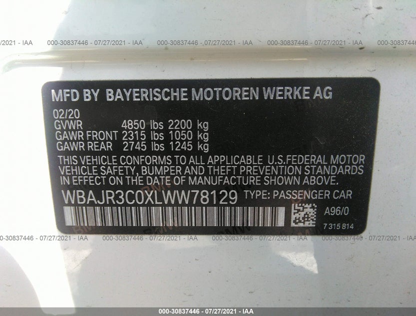 WBAJR3C0XLWW78129