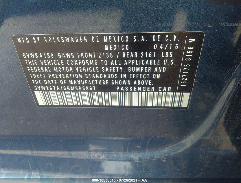 3VW267AJ6GM363897