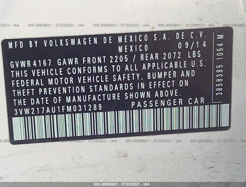 3VW217AU1FM031289