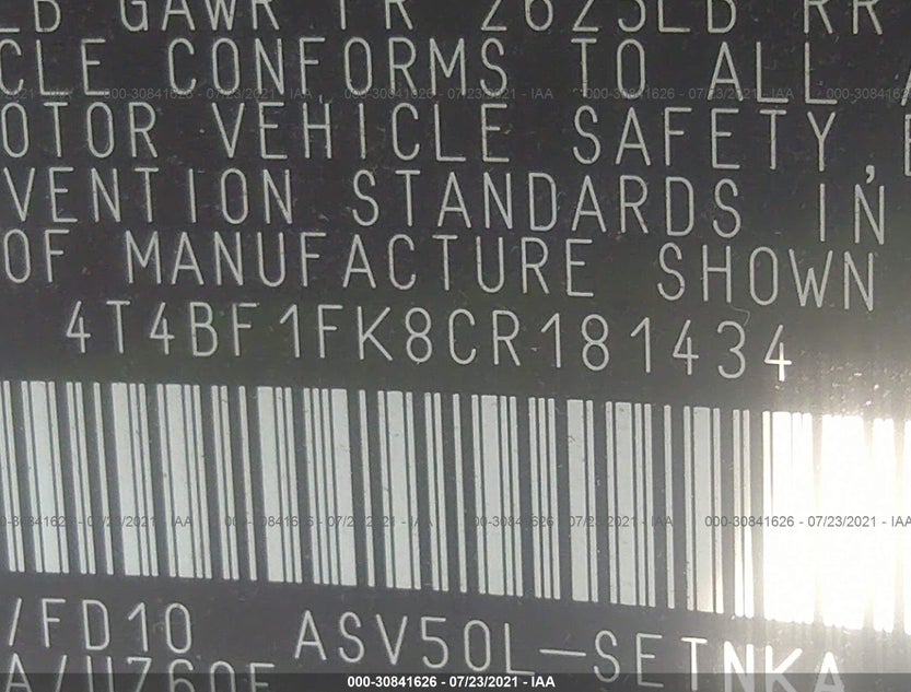 4T4BF1FK8CR181434